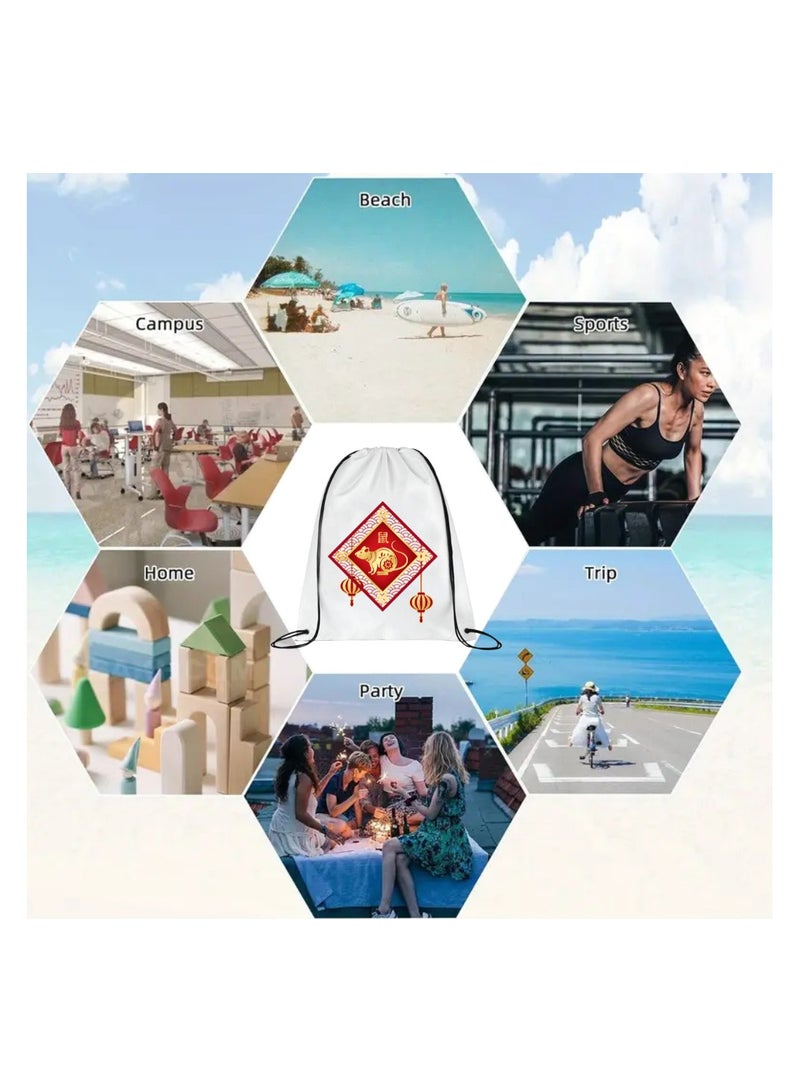 PRINTSHOP4ME Chinese Zodiac Symbols Drawstring Bags For Men And Women-Durable Sports Backpack For Kids,Great For School And College,Everyday Use,Lightweight With Printed - Image 3