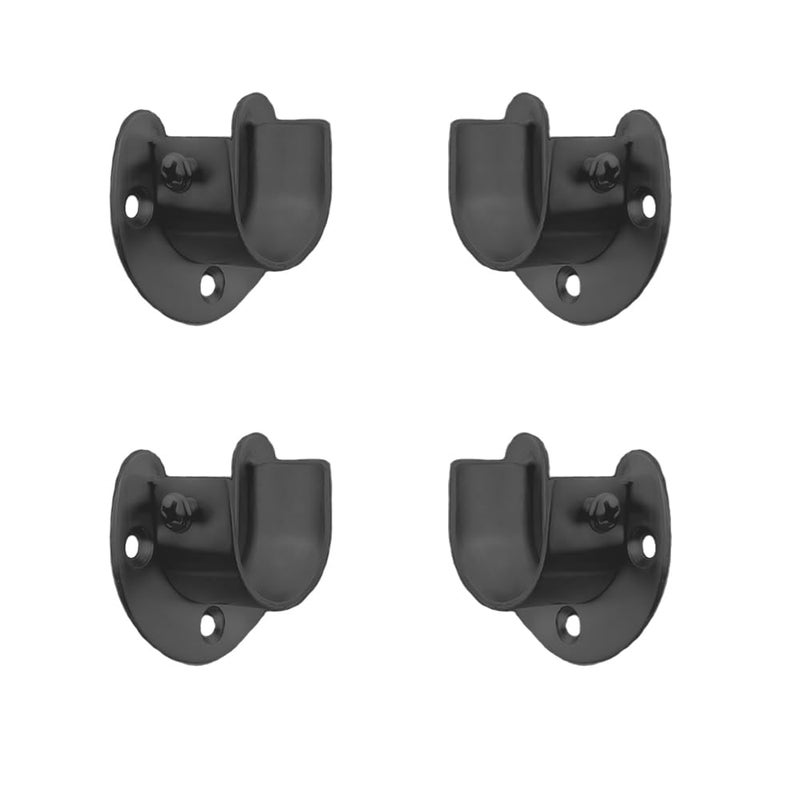FYTRONDY FYTRONDY Black Edition Stainless Steel Wardrobe Closet Rod Bracket UShaped Open Type Socket Bracket Shower Curtain Rod Pole End Supports Sockets Flange 1 INCH 4 PACK