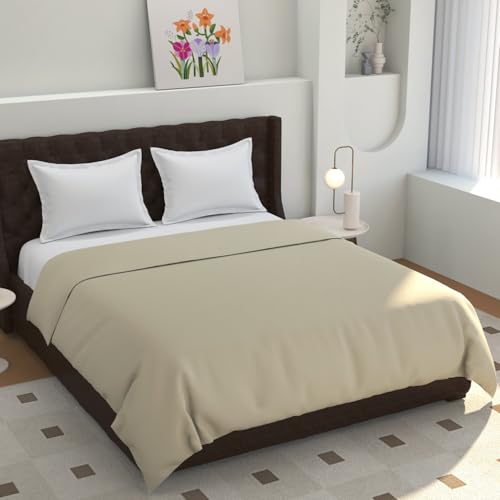 TIB 140 TC Glace Cotton Plain Duvet Cover King Size|Blanket Cover Double Bed|Quilt Cover Double Bed with Zipper 140 GSM, 90x100, Light Grey - Image 1