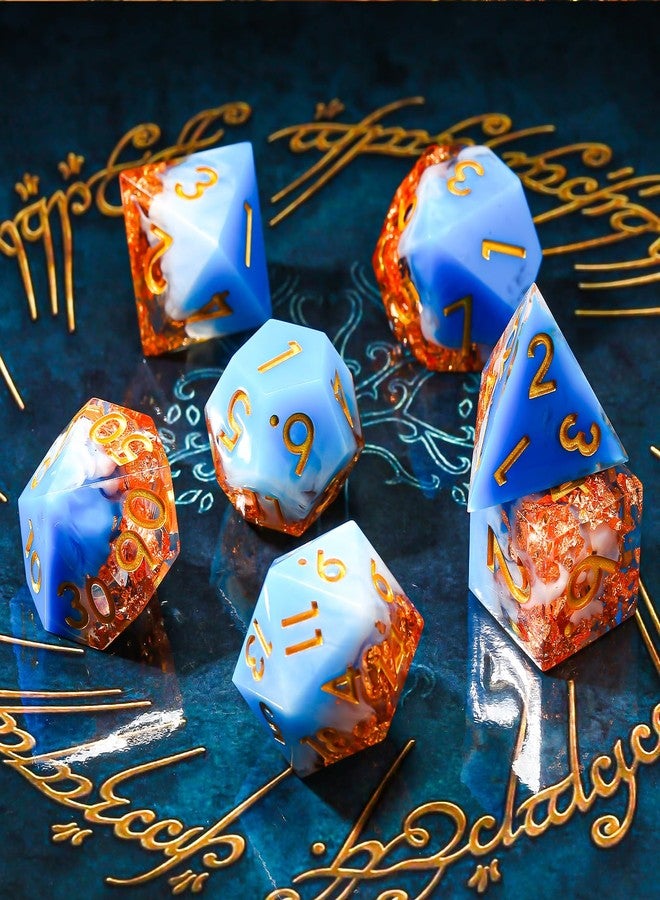 مجموعة نرد D&D مكونة من 7 قطع، نرد D&D حاد الحواف، مجموعة نرد متعددة الأوجه من الراتنج لألعاب الطاولة RPG - Image 4