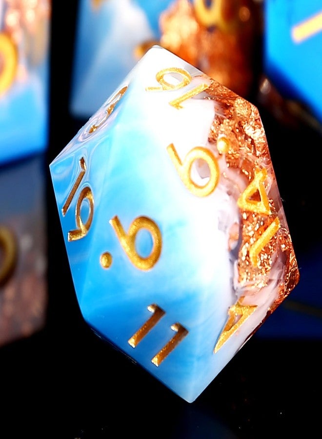 مجموعة نرد D&D مكونة من 7 قطع، نرد D&D حاد الحواف، مجموعة نرد متعددة الأوجه من الراتنج لألعاب الطاولة RPG - Image 2