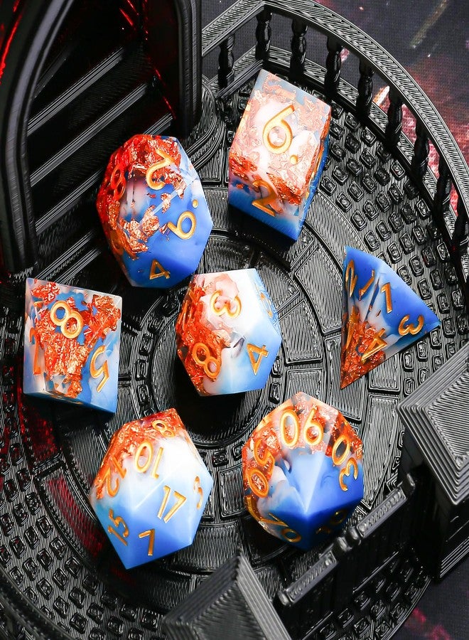 مجموعة نرد D&D مكونة من 7 قطع، نرد D&D حاد الحواف، مجموعة نرد متعددة الأوجه من الراتنج لألعاب الطاولة RPG - Image 3