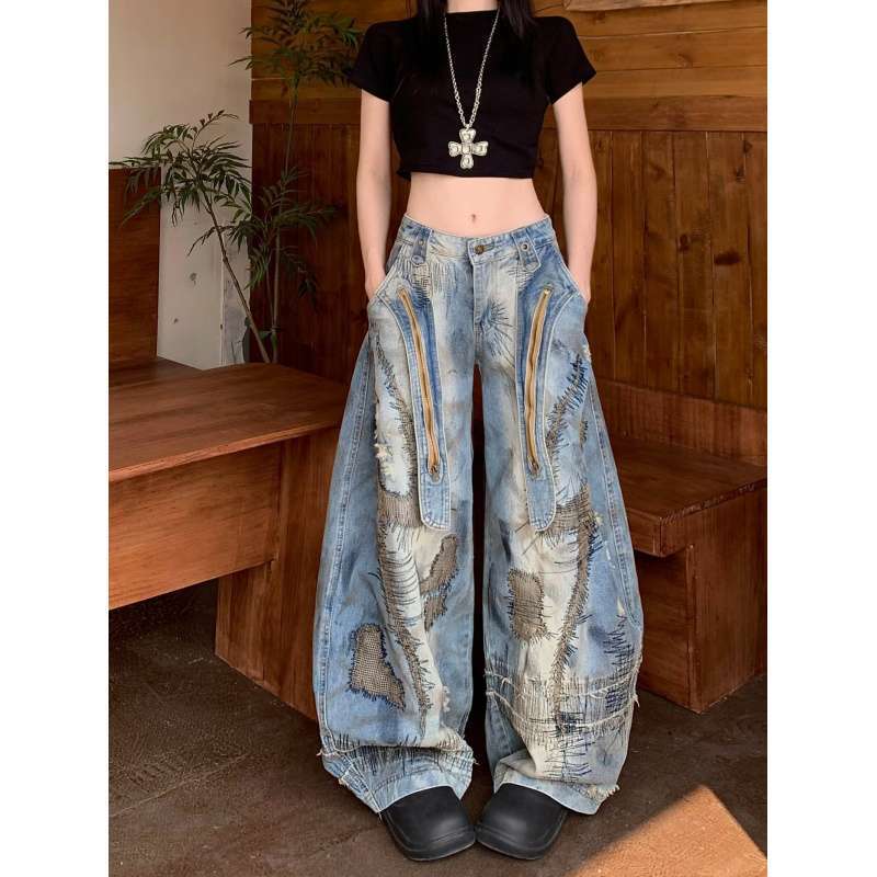 Unisex Classic Denim Jeans Loose Fit Daily Outdoor Wear - Image 1