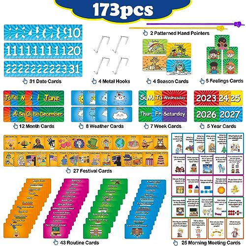 Aizweb Classroom Calendar Pocket Chart,Monthly Calendar for Kid Preschool Kindergarten Classroom Elementary Must Haves,Classroom Decorations Decor,Homeschool Teacher Supplies,Back to School Supplies - Image 2