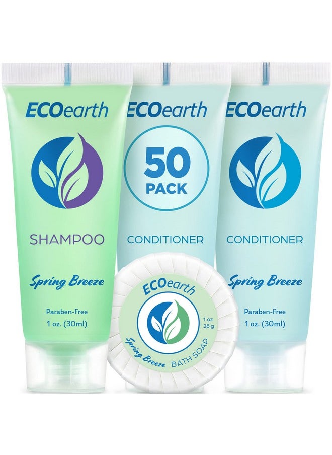 EcoEarth - Soap Shampoo And Conditioner Set (1 Oz Each 150 Pieces Spring Breeze) Hotel Travel Size Body Soaps Kit Delight Guests With Revitalizing & Refreshing Hospitality Toiletries In Bulk - Image 1