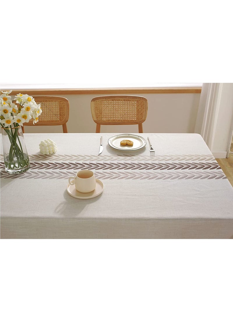 Arabest - Tablecloth Farm Kitchen Rectangular Coffee Tablecloth Cotton Linen Tablecloth Beige Wine Leaf 55x102 Inch - Image 1