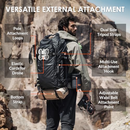 TARION Large Camera Backpack for Photographers - 35L Expandable DSLR Waterproof Camera Bag with 16" Laptop Compartment & Side Access & Adjustable Waist Strap & Rain Cover (Xprober) - Image 3