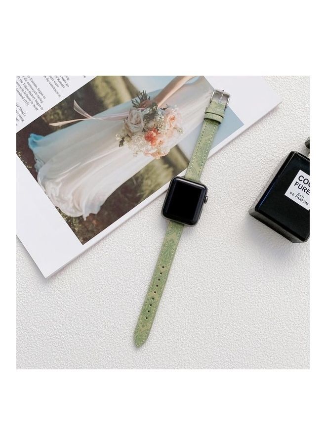 NIBEMINENT Ethnic Replacement Watchband for Apple Watch Series 1/2/3/4/5/6/7/SE 42/44/45mm Light Green - Image 1