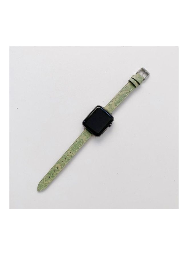 NIBEMINENT Ethnic Replacement Watchband for Apple Watch Series 1/2/3/4/5/6/7/SE 42/44/45mm Light Green - Image 2