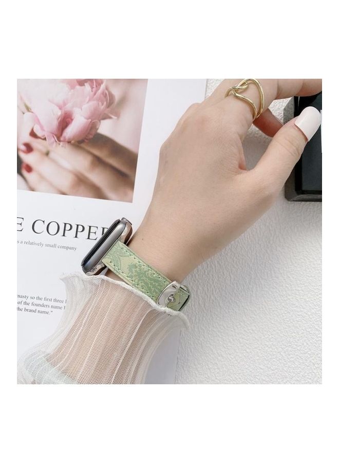 NIBEMINENT Ethnic Replacement Watchband for Apple Watch Series 1/2/3/4/5/6/7/SE 42/44/45mm Light Green - Image 3