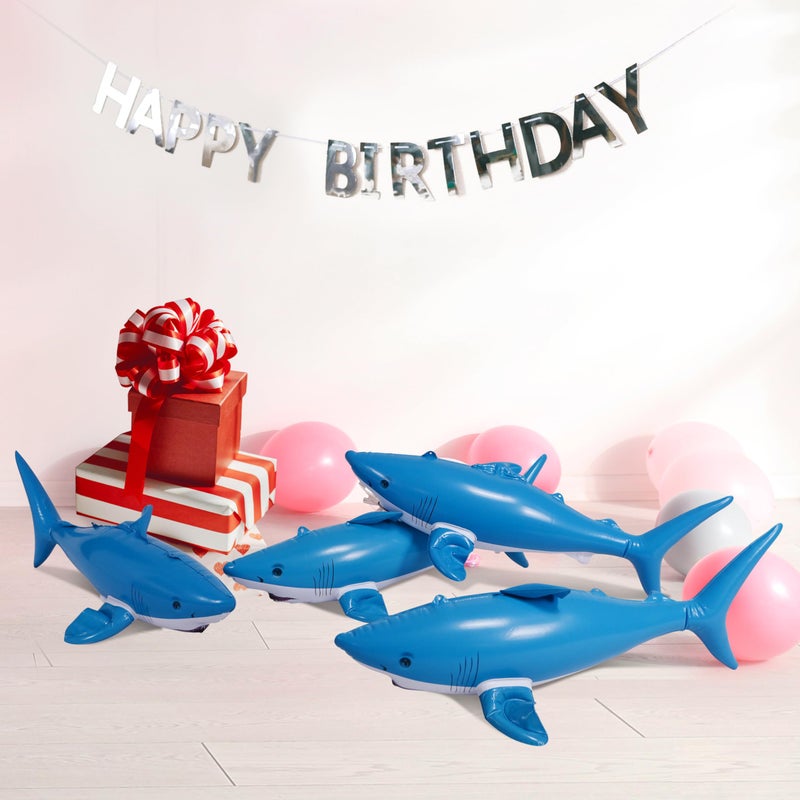 Jet Creations Inflatable Aquatic Animal Shark, Pack of 4, 24 inch, Pool Toys, Photo Prop, Theme Party Centerpiece, VBS, Decoration, Hangers (2) per Sharky - Image 5