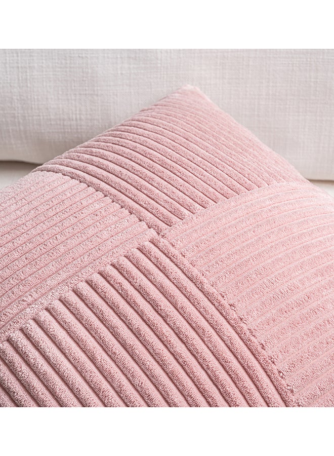 Fancy Homi أغطية وسائد مزخرفة بلون وردي فاتح من فانس هومي - عبوة من 2 - 18x18 بوصة لغرفة المعيشة والأريكة والسرير، ديكور منزلي ريفي بوهيمي، غلاف وسادة مربع ناعم من قماش الكوردuroy بتصميم باتش وورك 45x45 سم - Image 3