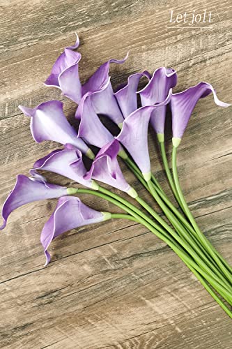Letjolt Calla Lily Purple Artificial Flowers 12Pcs Table Flower Decor Faux Calla Lilies Bouquet for Wedding Bride Shower Home Decoration, Purple - Image 2