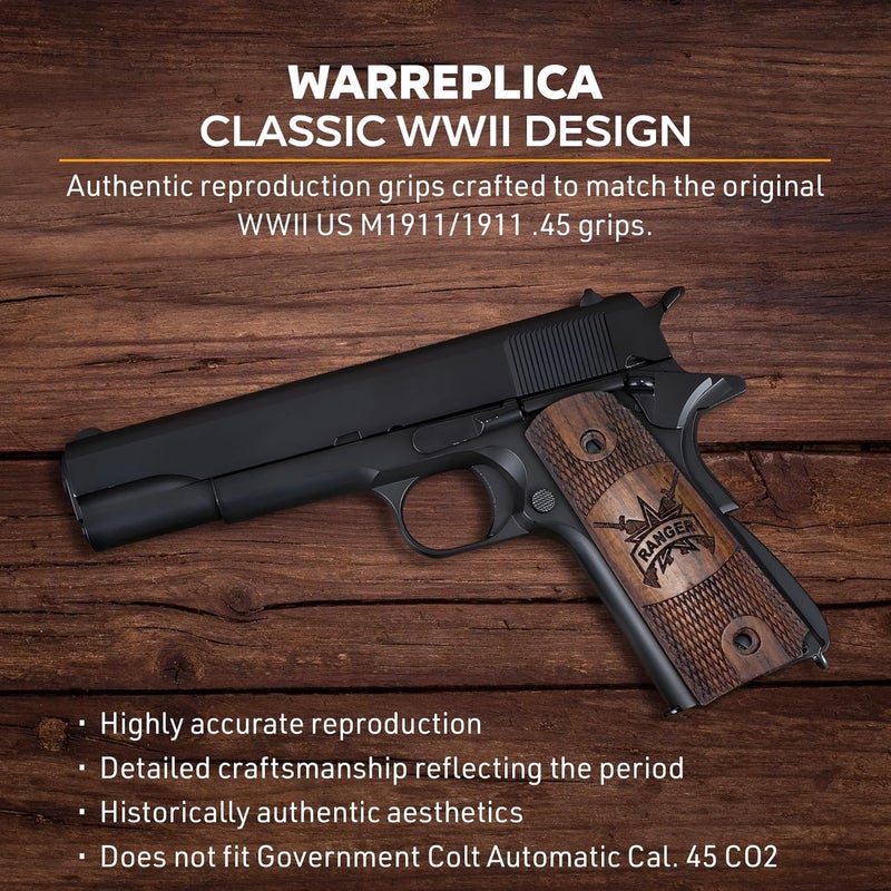 warreplica WWII US M1911 / 1911 .45 Wooden Grips - Reproduction - Image 4