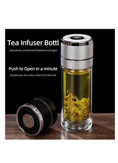 ARCOON ARCOON Tea Infuser Bottle - Double Wall Borosilicate Glass Tea Mug with Stainless Steel Filter - Tea Tumbler with Tea Diffuser - Portable Travel Tea Mug (Black)  - Image 5