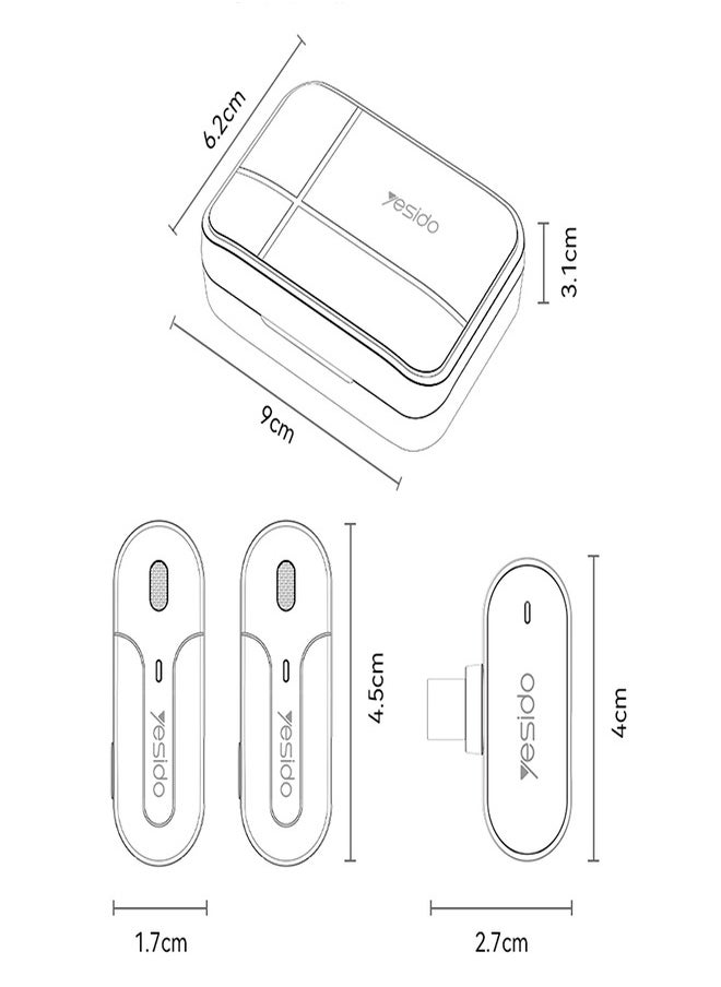 Yesido - YESIDO KR17 2 in 1 Type-C Wireless Microphone with Charging Box - Image 1