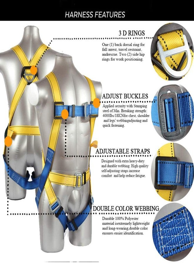 Ymachray Fall Protection Safety Harness OSHA/ANSI Compliant,internal Shock Absorbing landyard&Hook - Image 2