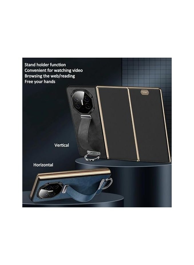 general Case Compatible with Huawei Mate XT Ultimate Case, PU Leather Durable Case, Scalable Wristband Stand Finger Hand Grip Belt Shockproof Cover for Huawei Mate XT - Image 2