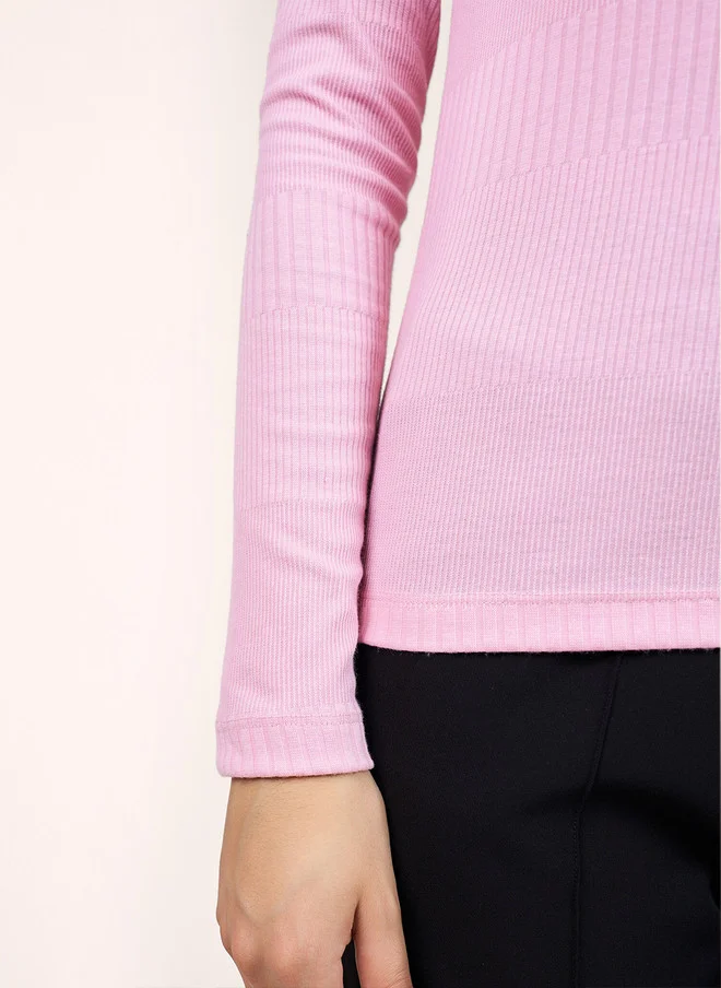 سولت اتاير SALT ATTIRE Pink Scoop Neck Long Sleeve Top
