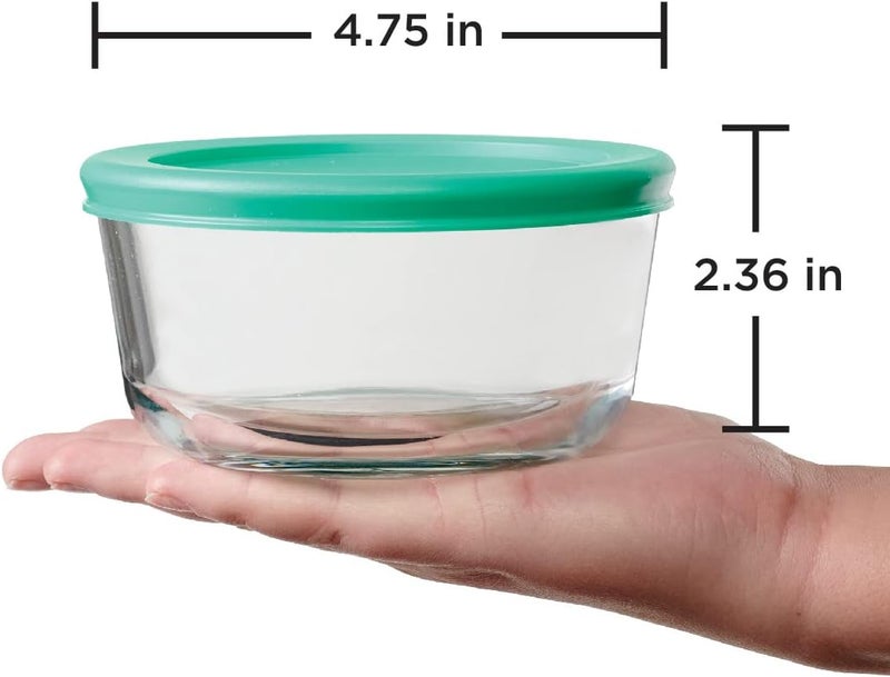 Anchor Hocking 2 Cup Glass Storage Containers with Mint SnugFit Lids - Set of 4 - Image 4