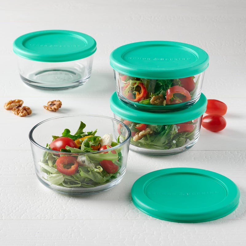 Anchor Hocking 2 Cup Glass Storage Containers with Mint SnugFit Lids - Set of 4 - Image 2