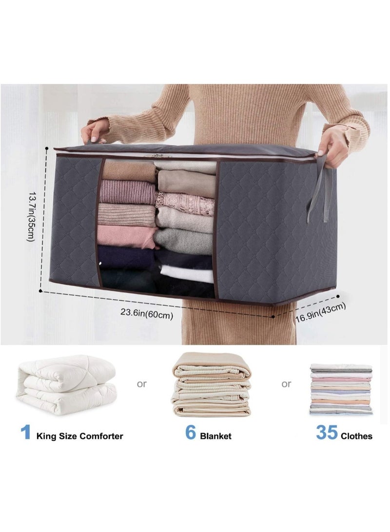 إيباسكت (6قطع) شنطة تخزين لترتيب وتخزين الملابس والبطاطين وكافة المفروشات(لون رمادي) من الكابتونيه - Image 2