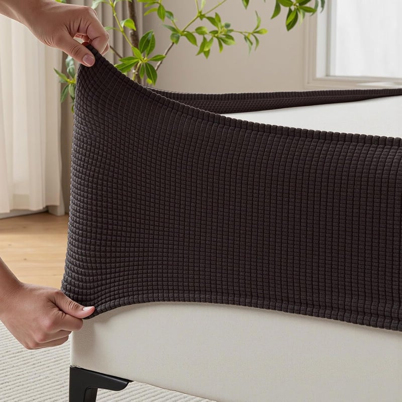 MIYE Jacquard Fabric Box Spring Cover,Super Stretchy Wrap Around 4 Sides Elastic Bed Skirt,Wrinkle & Fading Resistant,Washable & Easy Fit. (Brown, California King) - Image 1
