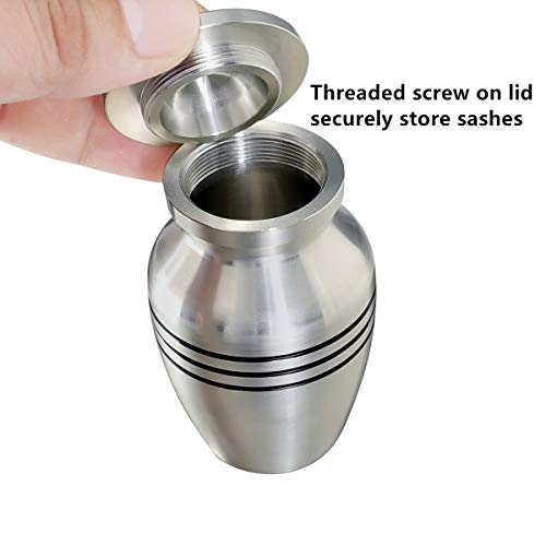 ICOKEE Small Keepsake Urns for Human Ashes or Pet Ashes, Set of 4, Hard Metal Cremation Urns, Mini Funeral Urns, with 4 Velvet Bags - Image 4