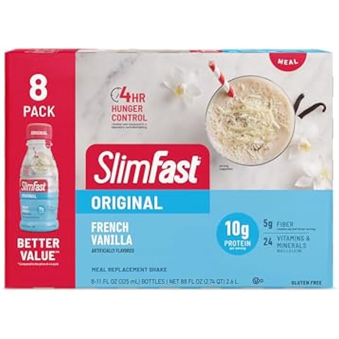 SlimFast Meal Replacement Shake, Original French Vanilla, 10g of Ready to Drink Protein for Weight Loss, 11 Fl. Oz Bottle, 8 Count - Image 5