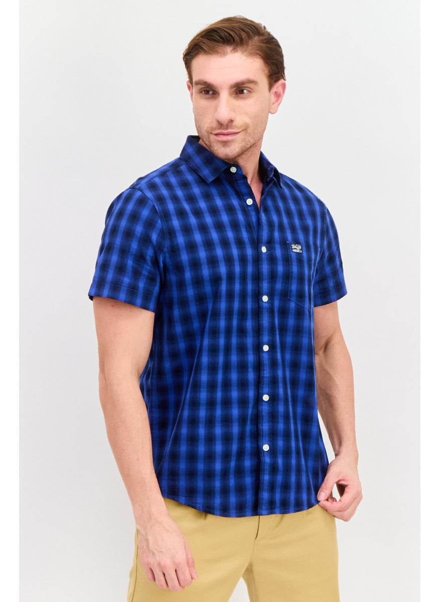 Men Regular Fit Short Sleeves Checkered Casual Shirt, Blue - pzsku/Z09DDDFD3C0037E3D45A4Z/45/_/1737641986/b91dbd76-5a4b-4eb1-a5d9-f53bcce65db0