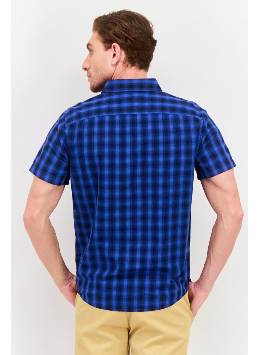 Men Regular Fit Short Sleeves Checkered Casual Shirt, Blue - pzsku/Z09DDDFD3C0037E3D45A4Z/45/_/1737641989/2117e884-ac25-4021-a635-2a91f328a17e