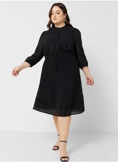 Only Carmakoma Button Detail Plisse Dress