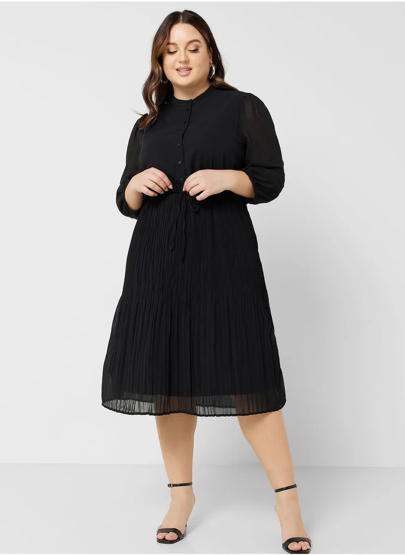 Only Carmakoma Button Detail Plisse Dress