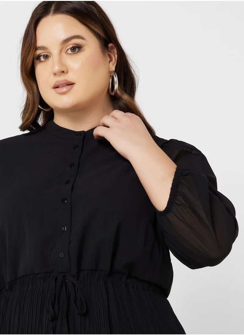 Only Carmakoma Button Detail Plisse Dress