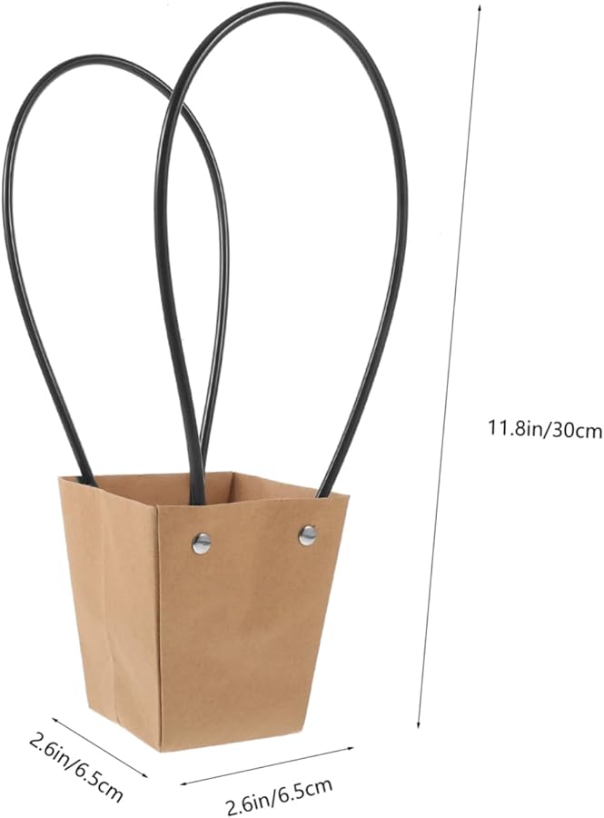 Kraft Paper Flower Bags With Sturdy Handle 10 Pack For Bouquets Floral Arrangements - Image 3