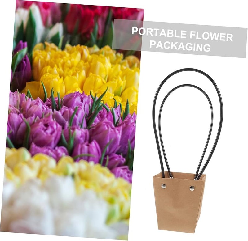 Kraft Paper Flower Bags With Sturdy Handle 10 Pack For Bouquets Floral Arrangements - Image 5