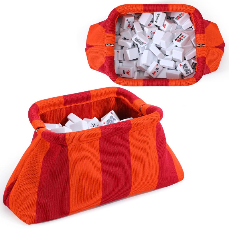 Sunnymove Mahjong Tile Bag Mahjong Empty Bag Crochet Purses Mah Jong Accessories and Gift for Women Game Lover Summer Vacation SuppliesOrangeOrange - Image 2