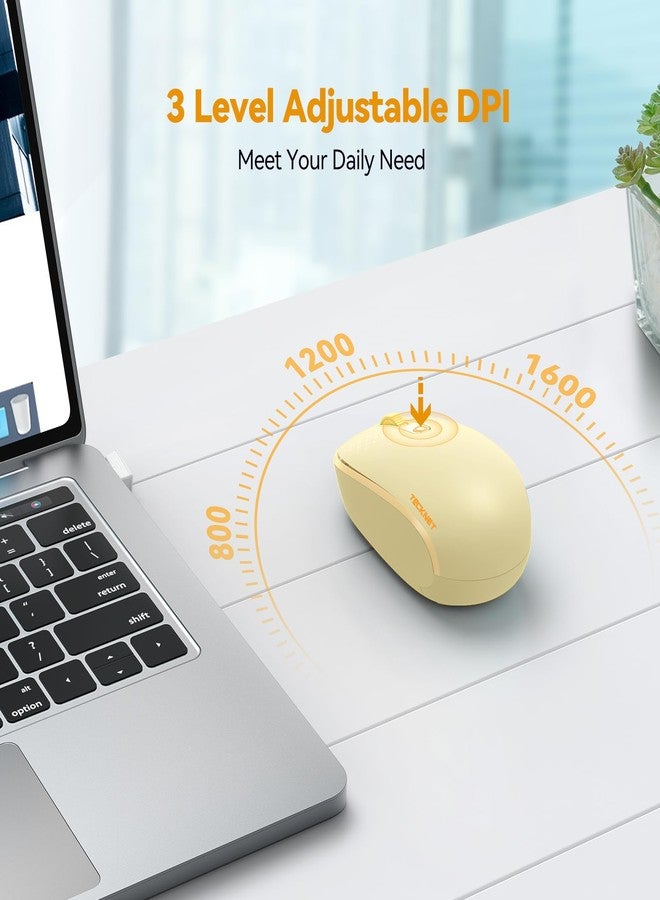 TECKNET Compact Ambidextrous Wireless Mouse for Laptop Yellow - Image 5