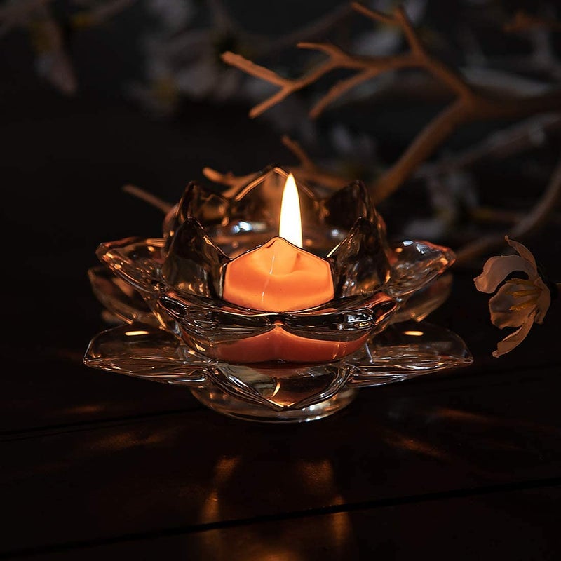 Shivaaro Shivaaro Crystal Glass Lotus Flower Tealight Votive Candle Holders for Table Dining Room Lighting Decoration Home Decor Ideal Gift Transparent - Image 3