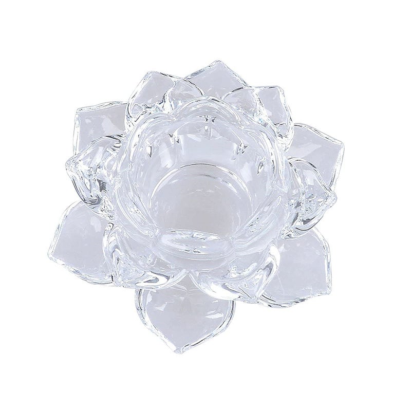 Shivaaro Shivaaro Crystal Glass Lotus Flower Tealight Votive Candle Holders for Table Dining Room Lighting Decoration Home Decor Ideal Gift Transparent - Image 1