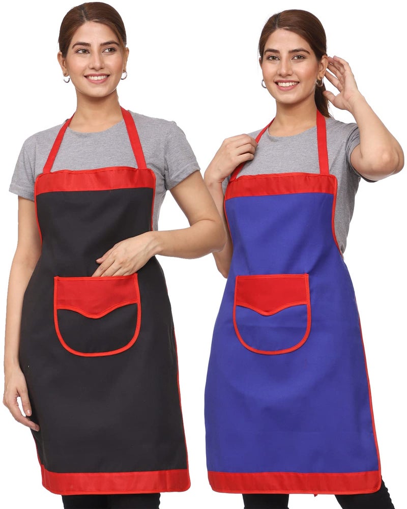 JMi Plain Waterproof Apron With Front Designer Pocket For Kitchen , Cooking , Dusting , Home. (Pack of 2) - Image 1