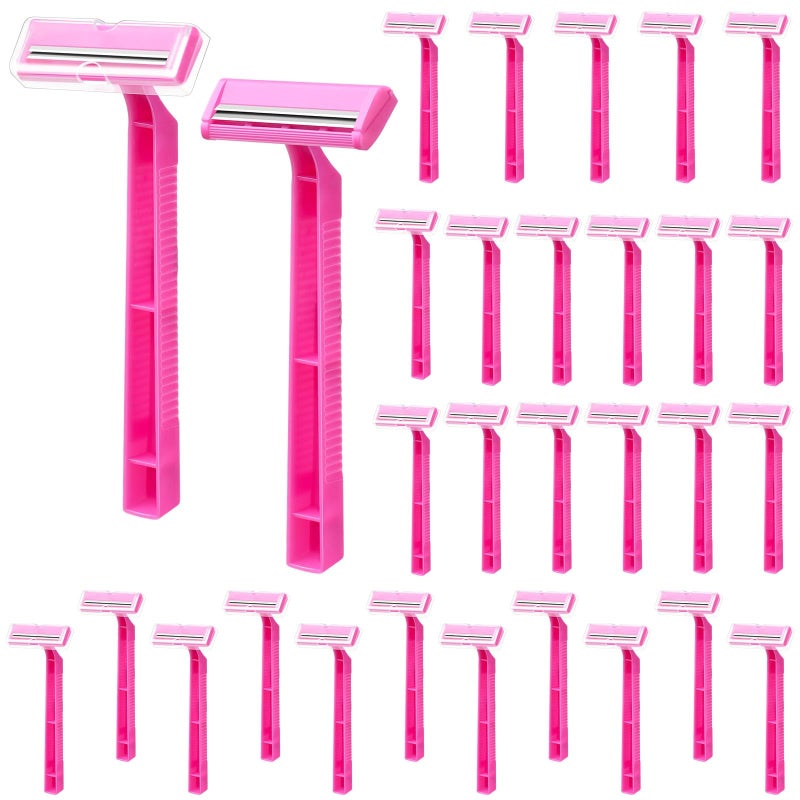 KFPPLXQ 30 Count Women's Disposable Razors, Twin Blade Shaving Razor Pink Stainless Steel Women's Disposable Razors for Men Women Camping Traveling Home - Image 1
