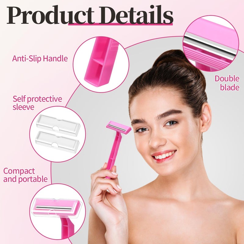 KFPPLXQ 30 Count Women's Disposable Razors, Twin Blade Shaving Razor Pink Stainless Steel Women's Disposable Razors for Men Women Camping Traveling Home - Image 3