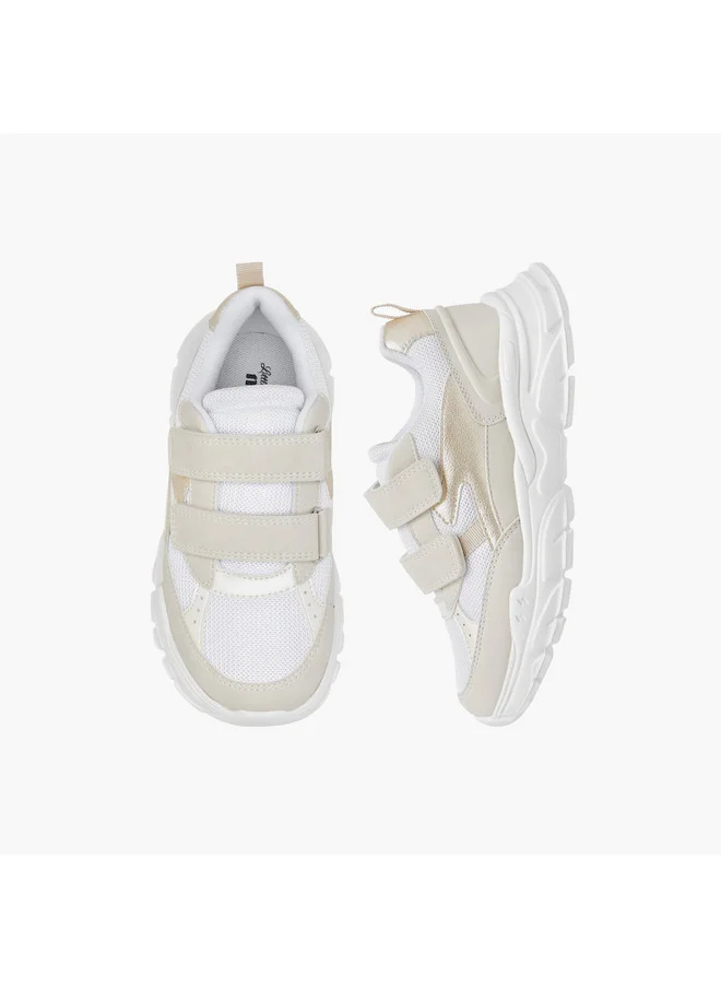 Little Missy Girls Panelled Sneakers with Hook and Loop Closure