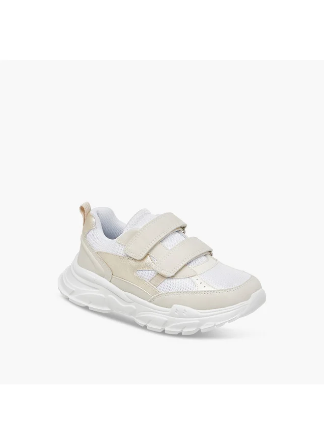 Little Missy Girls Panelled Sneakers with Hook and Loop Closure