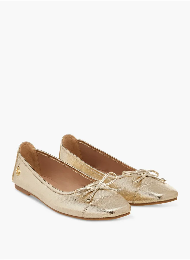 Celeste Women's Textured Slip-On Ballerina with Bow Detail