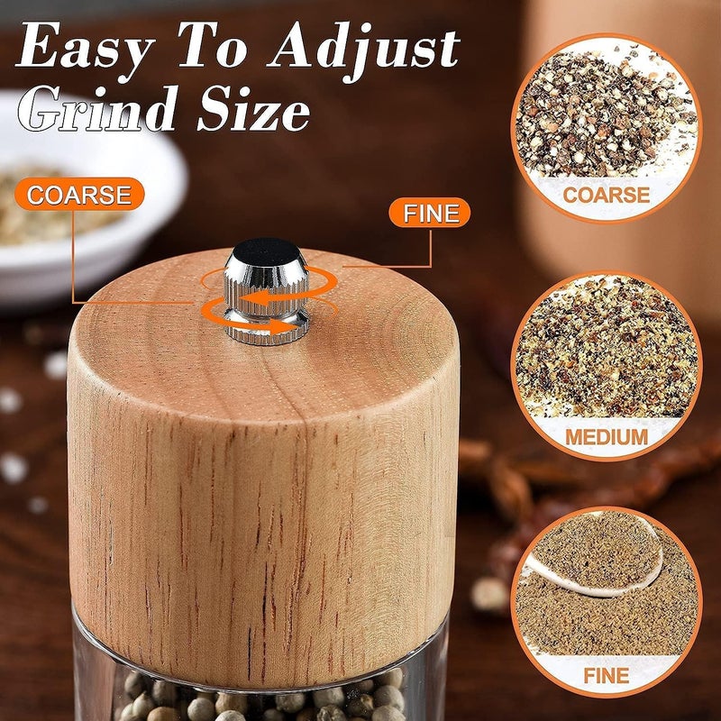 2 Pack Premium Acrylic & Wooden Salt and Pepper Grinder Set - Image 2
