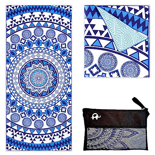 Elite Trend Microfiber Beach Towel for Adults with Bag - Extra Large 78x35 inch Lightweight Sand Free Quick Dry Towel for Travel, Swimming, Yoga, Camping (Blue Angel) - Image 1