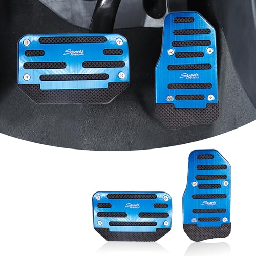 Gseigvee 2 PCS Car Brake Pedal NonSlip Accelerator Pedal Kit Aluminum Alloy Pedal Replacement Vehicle Interior Decoration Foot Pedal Protection Parts Universal for Most Cars Trucks Blue - Image 1