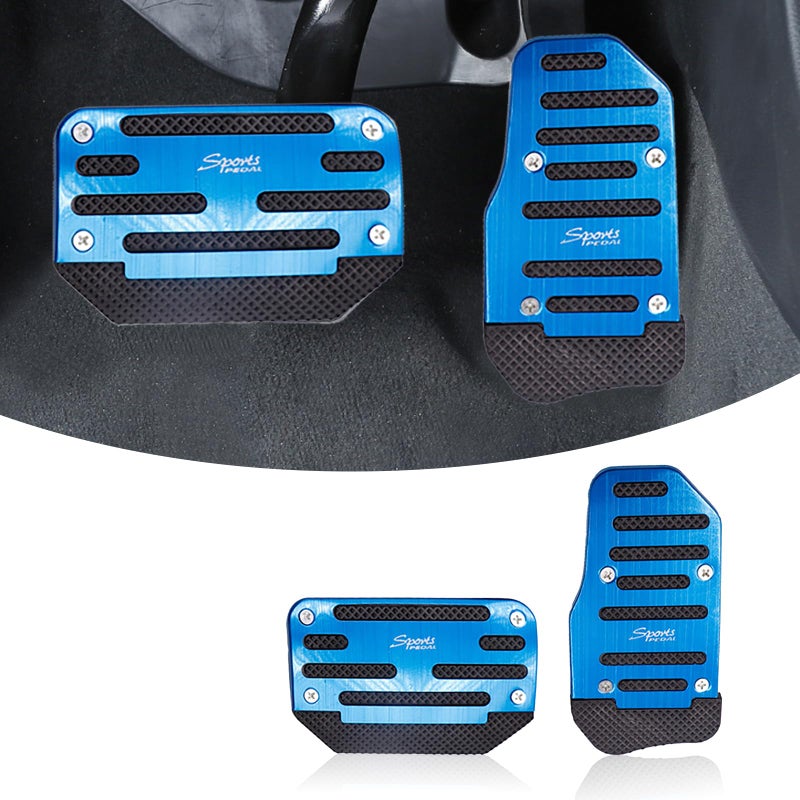 Gseigvee 2 PCS Car Brake Pedal NonSlip Accelerator Pedal Kit Aluminum Alloy Pedal Replacement Vehicle Interior Decoration Foot Pedal Protection Parts Universal for Most Cars Trucks Blue - Image 3